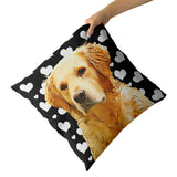 Personalized Pet Portrait Pillow with Heart Pattern