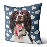 Personalized Pet Portrait Pillow with Heart Pattern