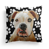 Personalized Pet Portrait Pillow with Paw Pattern