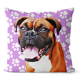 Personalized Pet Portrait Pillow with Paw Pattern