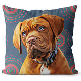 Personalized Pet Portrait Pillow with Mandala Pattern