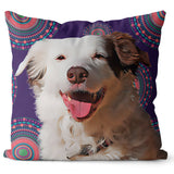 Personalized Pet Portrait Pillow with Mandala Pattern