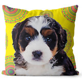 Personalized Pet Portrait Pillow with Mandala Pattern