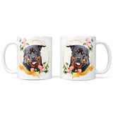 Personalized Floral Dog Portrait Mug