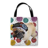 Personalized Dog Fun Flower Tote Bag