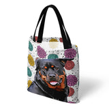 Personalized Dog Fun Flower Tote Bag