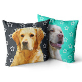 Personalized Pet Portrait Pillow with Star Pattern