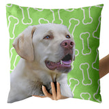 Personalized Pet Portrait Pillow with Bone Pattern