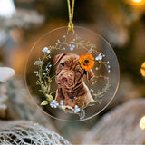 Personalized Pet Ornament - Floral Wreath