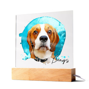 Personalized Watercolor Style Pet Portrait - Acrylic Square