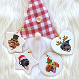 Personalized Ceramic Pet Face Ornament - Holiday Hats