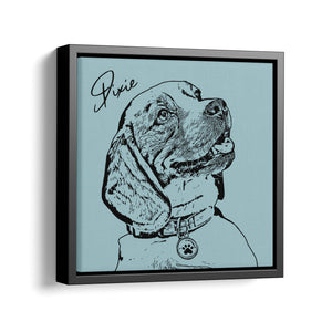 Personalized Minimalistic Pet Portrait - Framed Square Canvas