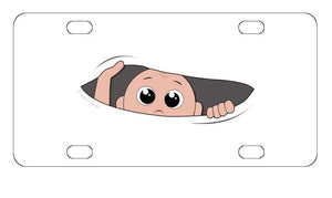 Baby Peeking License Plate