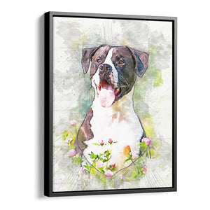 Personalized Framed Pet Portrait Canvas - Color Pencil Drawing Style