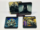 Black Panther Coasters - Set of 4 (with Mahogany Display Stand)