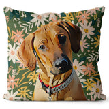 Personalized Pet Portrait Pillow - Bloom