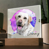 Personalized Watercolor Style Pet Portrait - Acrylic Square