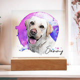 Personalized Watercolor Style Pet Portrait - Acrylic Square