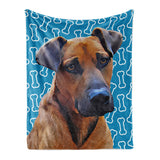 Personalized Pet Throw Blanket - Bone Pattern