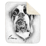 Personalized Pet Sherpa Blanket - Drawing Style