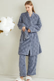 Long couple pajamas in European and American plus size loose coral fleece soft and fluffy home suit set can be worn outside