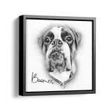 Personalized Pet Portrait in Drawing Style - Square Canvas