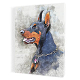 Personalized Framed Pet Portrait Canvas - Color Pencil Drawing Style