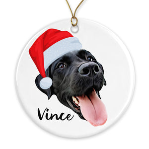 Personalized Ceramic Pet Face Ornament - Holiday Hats