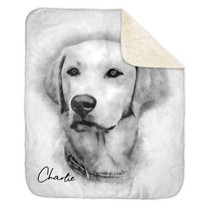 Personalized Pet Sherpa Blanket - Drawing Style