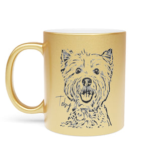 Personalized Minimalistic Pet Portrait Metallic Mug