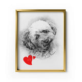 Personalized Pet Drawing Style Portrait Prints - Metal Frame