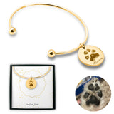 Personalized Pet Memorial Coin Bangle - Paw Print