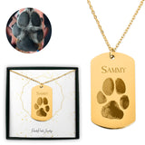 Personalized Pet Memorial Dog Tag Necklace - Paw Print