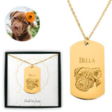 Personalized Pet Memorial Dog Tag Necklace - Portrait Print