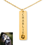 Personalized Pet Memorial Paw Print Necklace - Vertical Bar