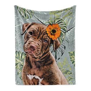 Personalized Pet Throw Blanket - Monstera