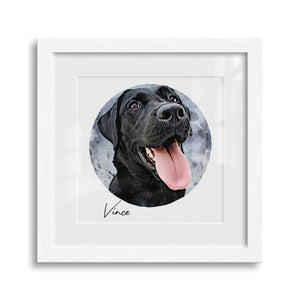 Personalized Watercolor Style Pet Art Framed Gallery Print - Square