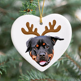 Personalized Ceramic Pet Face Ornament - Holiday Hats