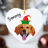 Personalized Ceramic Pet Face Ornament - Holiday Hats