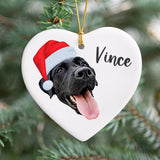 Personalized Ceramic Pet Face Ornament - Holiday Hats