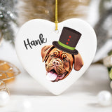 Personalized Ceramic Pet Face Ornament - Holiday Hats