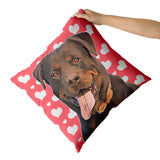 Personalized Pet Portrait Pillow with Heart Pattern