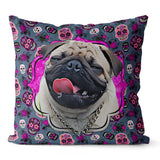 Personalized Sugar Skull Pet Portrait Pillow