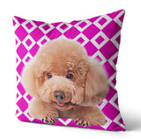 Personalized Pet Portrait Pillow with Retro Pattern