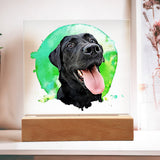 Personalized Watercolor Style Pet Portrait - Acrylic Square