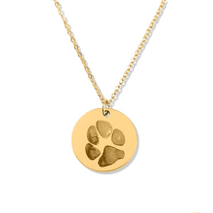 Personalized Pet Memorial Coin Necklace - Paw Print