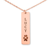 Personalized Pet Memorial Paw Print Necklace - Vertical Bar