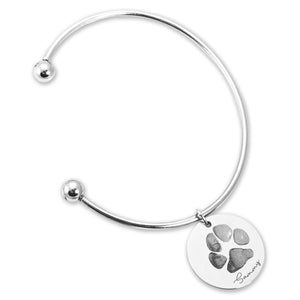 Personalized Pet Memorial Coin Bangle - Paw Print