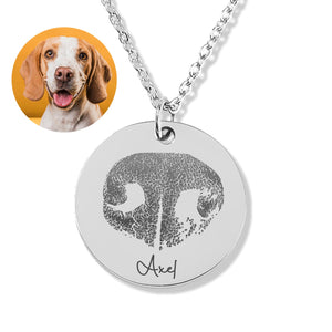 Personalized Pet Memorial Coin Necklace - Nose Print