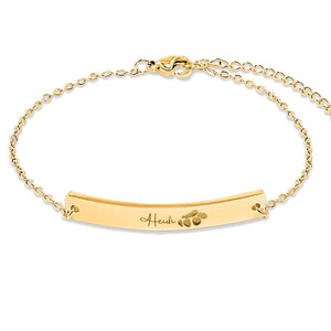 Personalized Pet Memorial Horizontal Bar Bracelet - Paw Print